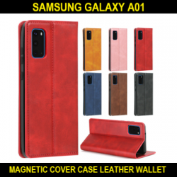 Magnetic Cover Case For Samsung Galaxy A01 SM-A015F Strong Leather Wallet Slim Fit Look